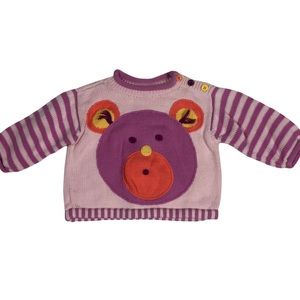 Hanna Anderson Colorblock Bear Face Sweater size 6 months